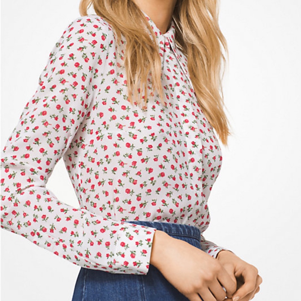 Michael Kors White Floral Blouse